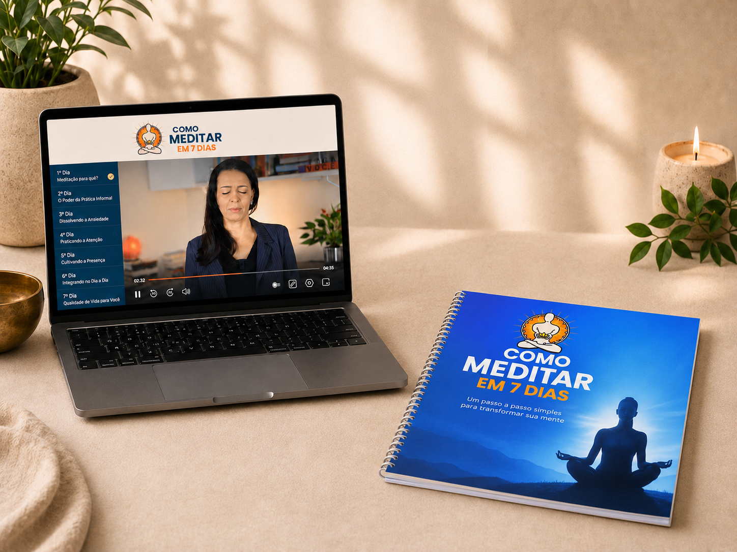 Pacote completo: 7 aulas, 7 meditações guiadas e 7 cartilhas de apoio